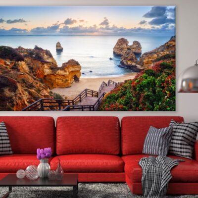 Stunning Beach with Mountain View Painting Print 100% Australian Made