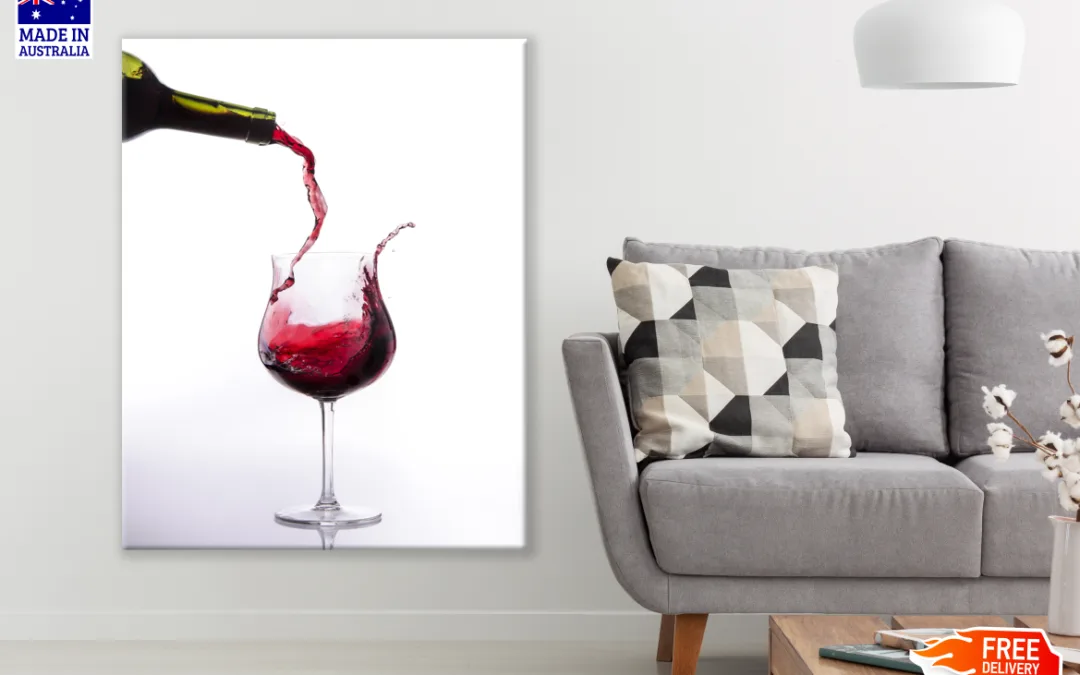 Red Wine Pouring to a Wine Glass Kitchen & Restaurant Print 100% Australian Made