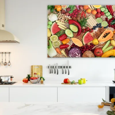 Fruits & Vegetables Pattern Kitchen & Restaurant Print 100% Australian Made
