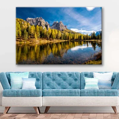 Bella Home Autumn View at Lake Antorno Italy Print Canvas Ready to hang