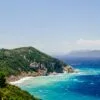 Blue Aegean Sea Coast &Wild Cliff Glass Framed Wall Art, Ready to Hang Quality Print - Image 2
