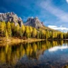 Bella Home Autumn View at Lake Antorno Italy Print Canvas Ready to hang - Image 3