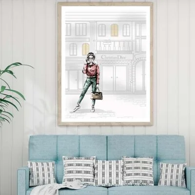 Modern Girl with Luxury Fashion Store Design Home Decor Premium Quality Poster Print Choose Your Sizes
