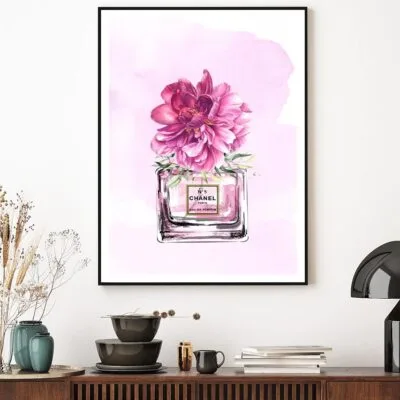 Perfume With Pink Shaded Flower Design Home Decor Premium Quality Poster Print Choose Your Sizes