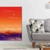Sunset over Mountain Vector Design Art Print 100% Australian Made