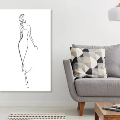 Walking Girl B&W Line Art Design Print 100% Australian Made