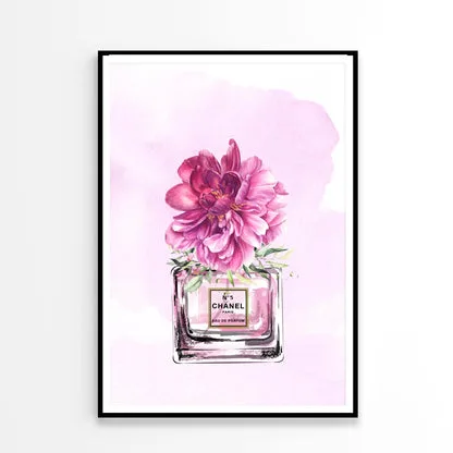 Perfume With Pink Shaded Flower Design Home Decor Premium Quality Poster Print Choose Your Sizes - Image 3