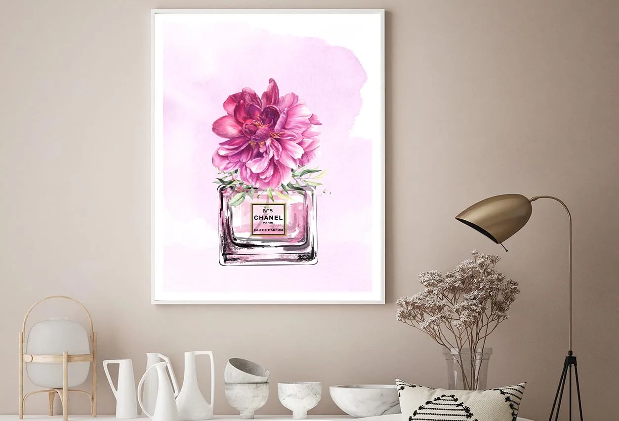 Perfume With Pink Shaded Flower Design Home Decor Premium Quality Poster Print Choose Your Sizes - Image 2