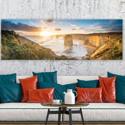 Panoramic Canvas Twelve Apostles Sunset Photograph High Quality 100% Australian Made Wall Canvas Print Ready to Hang
