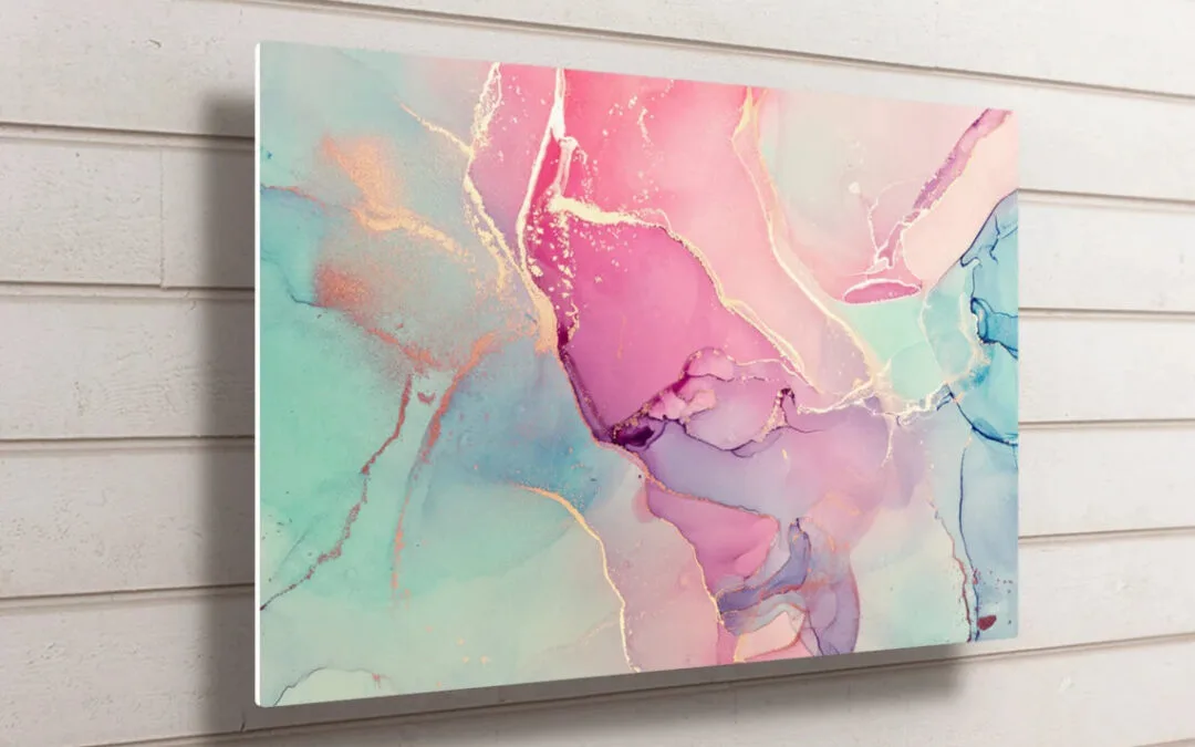 Abstract Pink & Blue Wall Art UV Direct Aluminum Print Australian Made Quality