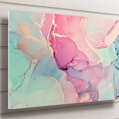 Abstract Pink & Blue Wall Art UV Direct Aluminum Print Australian Made Quality