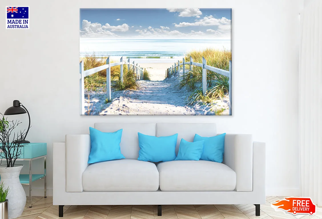 Cloudy Sky & Wooden Path to Sea Print 100% Australian Made - Image 2