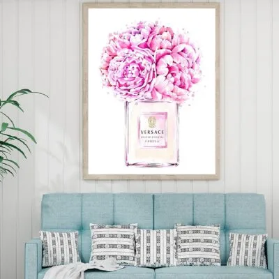Versace Pink Perfume Bottle Watercolor Painting Home Decor Premium Quality Poster Print Choose Your Sizes