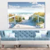 Cloudy Sky & Wooden Path to Sea Print 100% Australian Made