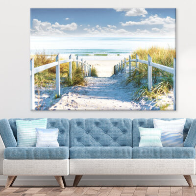Cloudy Sky & Wooden Path to Sea Print 100% Australian Made