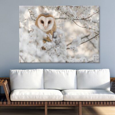 Barn Owl Wrapped by Flowers View Photograph Print 100% Australian Made