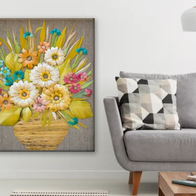 Handmade Painted Straw Flower Vase Photograph Print 100% Australian Made