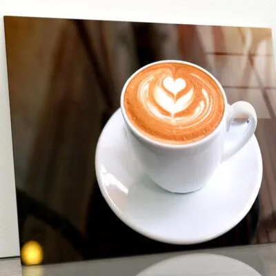 Cup Of Coffee with A Heart Acrylic Glass Print Tempered Glass Wall Art 100% Made in Australia Ready to Hang