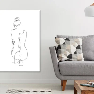 Girl Back View B&W Line Art Print 100% Australian Made