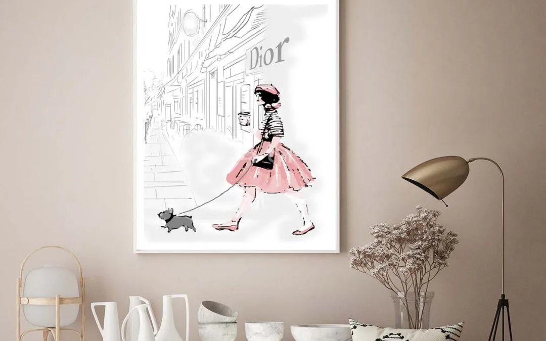 Pink Girl With her Puppy Fashion Art Design Home Decor Premium Quality Poster Print Choose Your Sizes