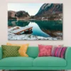 Mountain Lake Landscape & Wooden Pier Wall Art Decor 100% Australian Made - Image 2