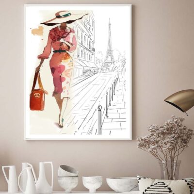 Fashion Girl with Red Bag Design Home Decor Premium Quality Poster Print Choose Your Sizes