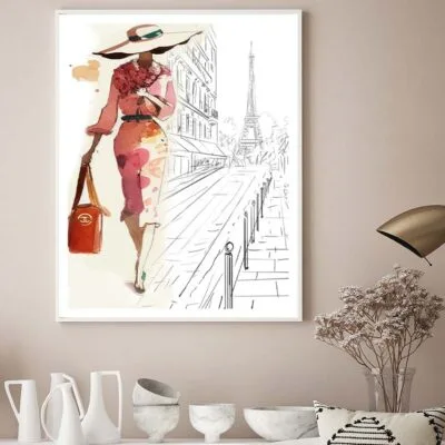 Fashion Girl with Red Bag Design Home Decor Premium Quality Poster Print Choose Your Sizes