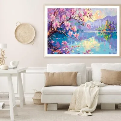 Watercolor Of Cherry Blossoms Landscape Home Decor Premium Quality Poster Print Choose Your Sizes
