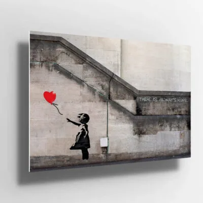 Banksy Graffiti Girl with Balloon UV Direct Aluminum Print Australian Made Quality