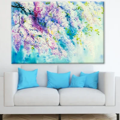 Abstract Watercolour Wisteria Flower Trees Painting Print 100% Australian Made