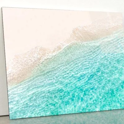 White Sand Beach with Wave Acrylic Glass Print Tempered Glass Wall Art 100% Made in Australia Ready to Hang