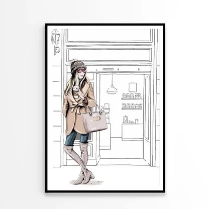 Stylish Brown Girl with Her Coffee Design Home Decor Premium Quality Poster Print Choose Your Sizes - Image 3