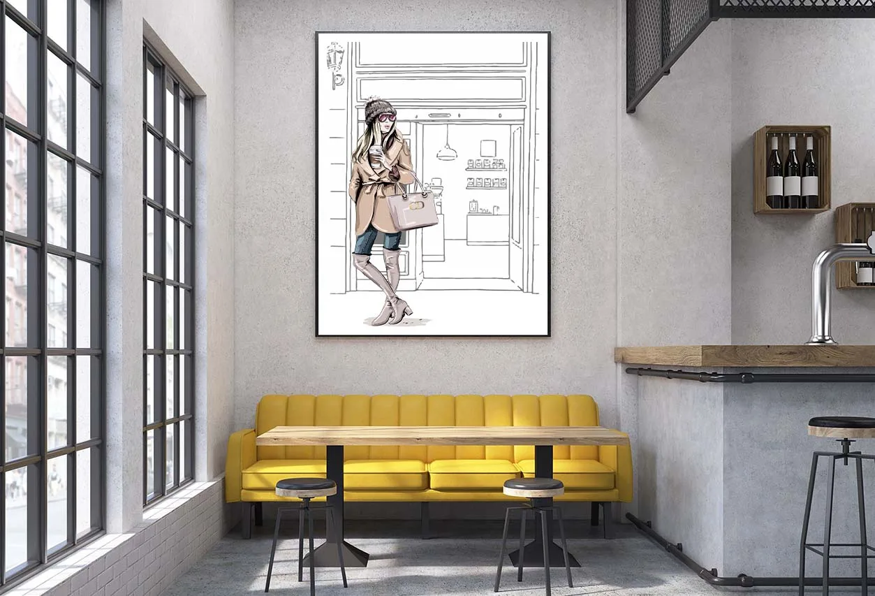 Stylish Brown Girl with Her Coffee Design Home Decor Premium Quality Poster Print Choose Your Sizes - Image 2