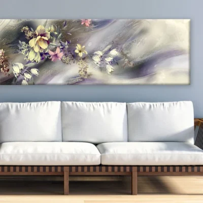 Panoramic Canvas Abstract Floral Design High Quality 100% Australian made wall Canvas Print ready to hang