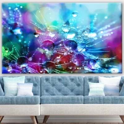 Water Drops on Dandelion Flowers Colourful Photograph Print 100% Australian Made