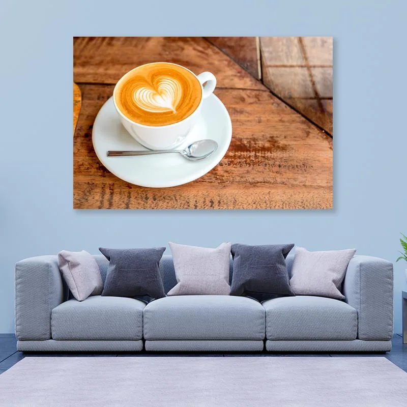 Cup Of Coffee with A Heart in The Foam Acrylic Glass Print Tempered Glass Wall Art 100% Made in Australia Ready to Hang - Image 2