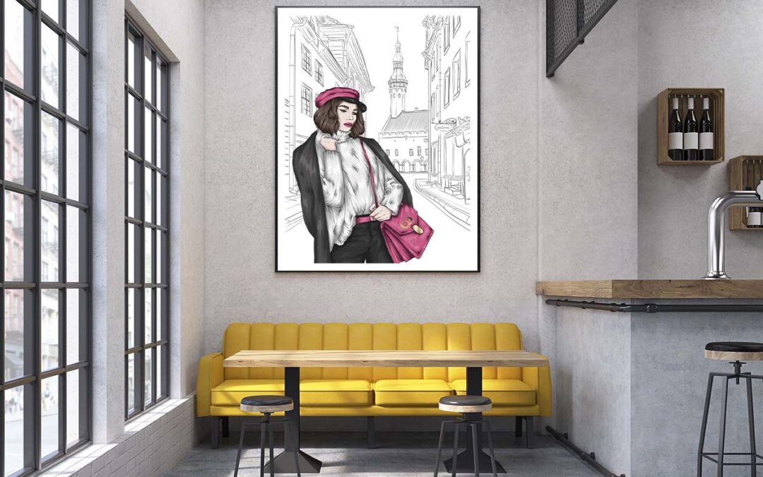 Black Modern Girl with Elegant Hand Bag Design Home Decor Premium Quality Poster Print Choose Your Sizes