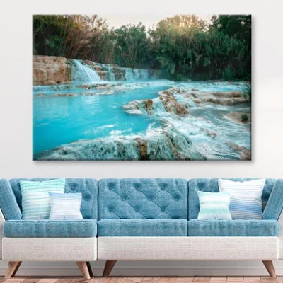 River With a Waterfall in The Middle of It Wall Art Decor 100% Australian Made