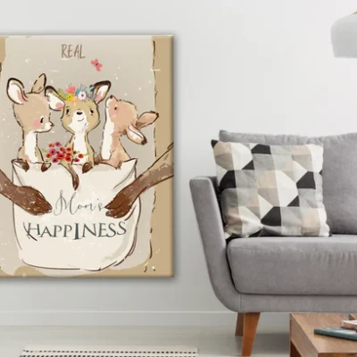 Kangaroo Mom with Little Kids on her Sac Print 100% Australian Made
