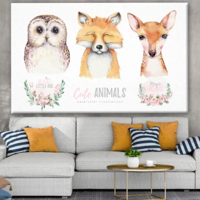 Owl Fox & Deer Painting Print 100% Australian Made
