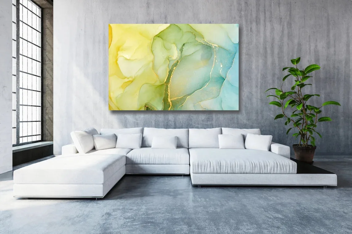 Abstract Green Ink Wall Art UV Direct Aluminum Print Australian Made Quality - Image 2