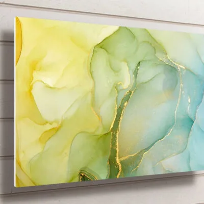 Abstract Green Ink Wall Art UV Direct Aluminum Print Australian Made Quality