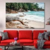 Rocks And Palm Trees Along the Shore, Seychelles Wall Art Decor 100% Australian Made - Image 2
