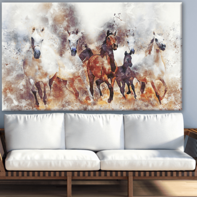 Running Horses Watercolour Painting Print 100% Australian Made