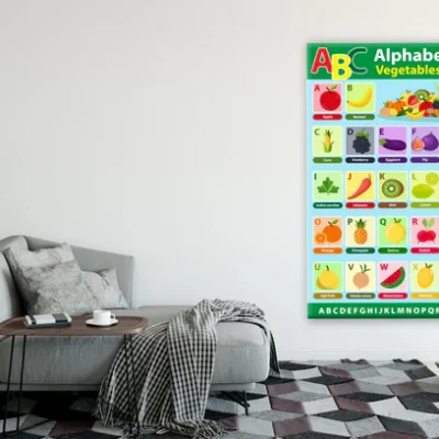 Alphabet - Vegetable & Fruits Nursery & Kids Art Print 100% Australian Made