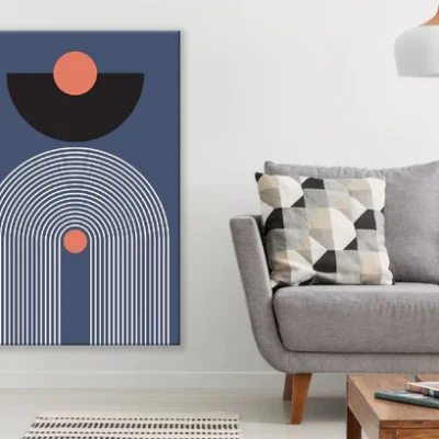 Red Circles Geometric Line Art Abstract Design Print 100% Australian Made