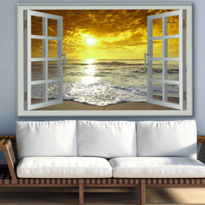 Sunset Over Beach View from Window Photograph Print 100% Australian Made