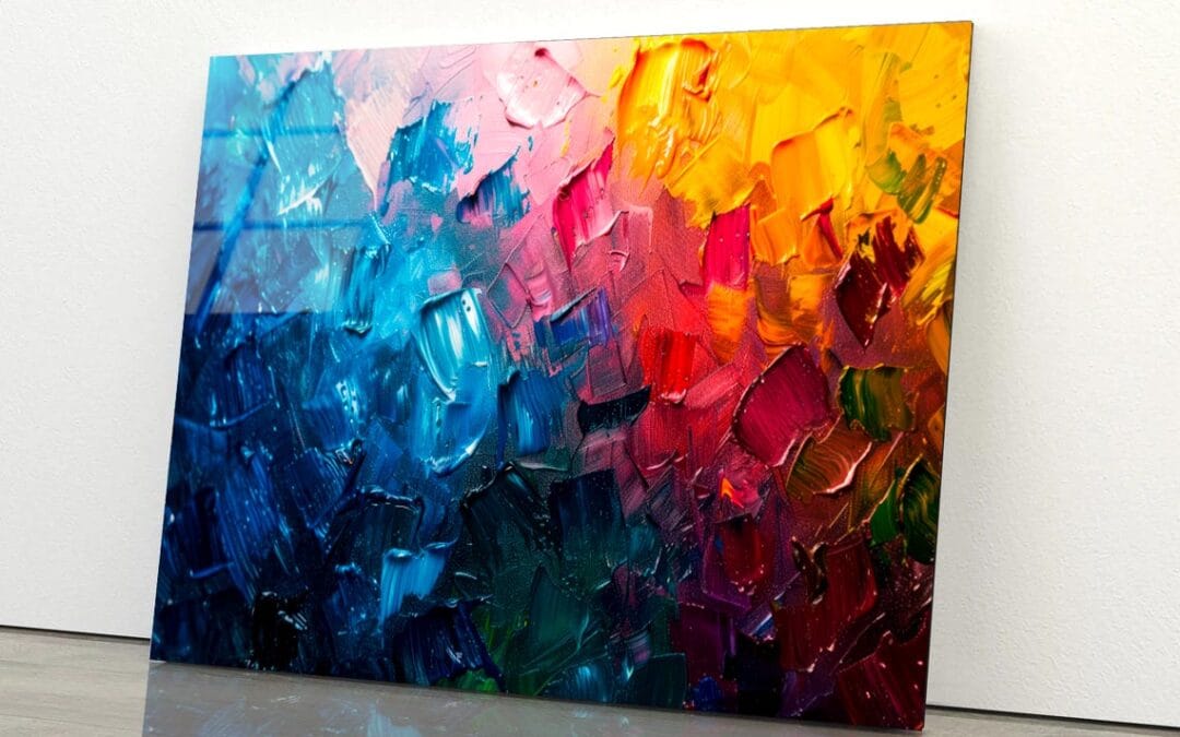 Colorful Abstract Oil Painting Acrylic Glass Print Tempered Glass Wall Art 100% Made in Australia Ready to Hang