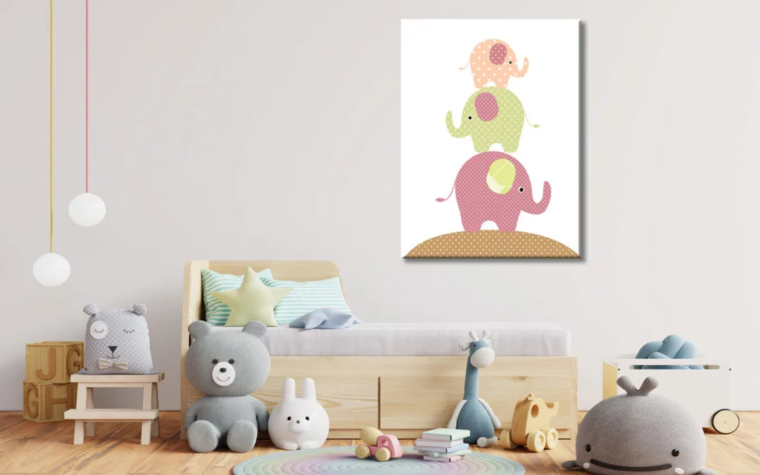 Elephants Kids Art Print 100% Australian Made