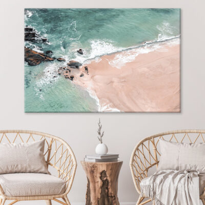 Beach Top View With Rocks Stunning Design Print 100% Australian Made